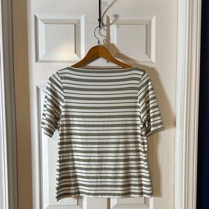 Joie Green and White Striped Short Sleeve Tee‎